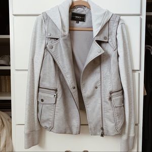 BNCI Blanc Noir Moto Leather Hooded Jacket